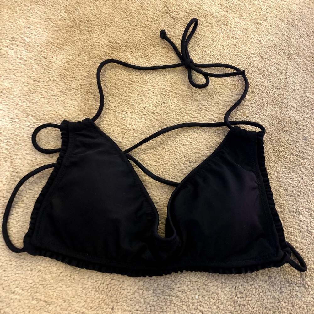 Victoria's Secret Black Ruffle-edge Bikini top